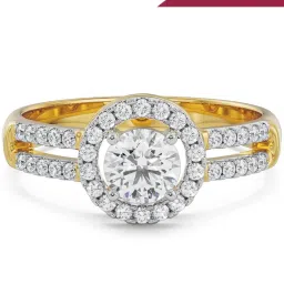 Emori 14k Yellow Gold & Diamond Lily Halo Engagement Ring image 1