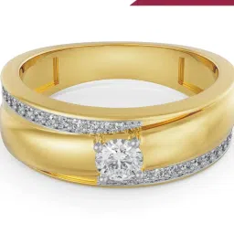 EMORI Yellow Gold Sleek Line Pave Diamond Band image 1