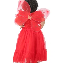 Ahhaaaa Kids Red Cotton Sequence Dress image 2