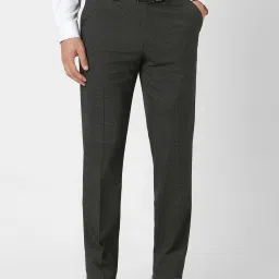Van Heusen Grey Slim Fit Printed Trousers image 1