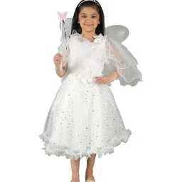 Ahhaaaa Kids White Cotton Sequence Dress image 1