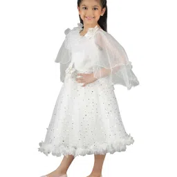 Ahhaaaa Kids White Cotton Sequence Dress image 3