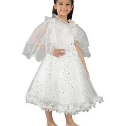 Ahhaaaa Kids White Cotton Sequence Dress image 4