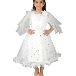 Ahhaaaa Kids White Cotton Sequence Dress image 5