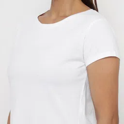 appulse Slim Fit Round Neck Back Open Cotton T-shirt image 3