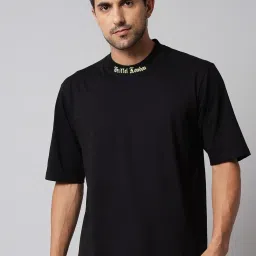 Griffel Black Cotton Loose Fit Printed T-Shirt image 1