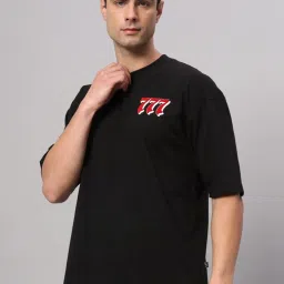 Griffel Black Cotton Loose Fit Printed T-Shirt image 1