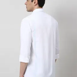 Peter England White Cotton Slim Fit Checks Shirt image 2