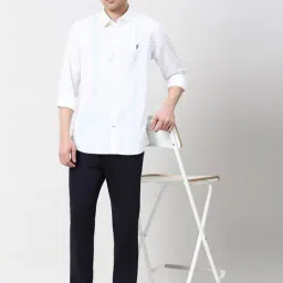 Peter England White Cotton Slim Fit Checks Shirt image 5