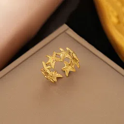 Jewels Galaxy Stainless Steel Gold-Plated Adjustable Finger Ring image 2