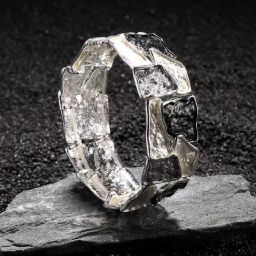 Sohi Women's Black & Silver Metallic Textured Bracelet-picture-30