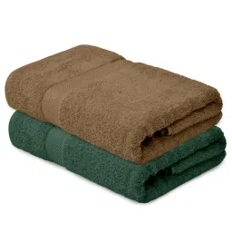 Haus & Kinder Self Coffee & Olive 500 GSM Cotton Bath Towel - Set of 2 image 1