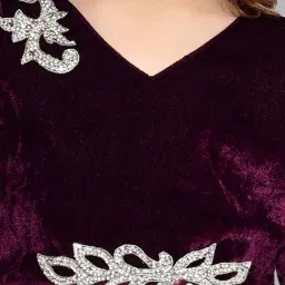 Pink Chick Kids Maroon Flared Fit Full Sleeves Dress image 4