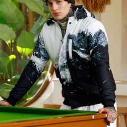 Campus Sutra Men Stand Collar Abstract Printed Lightweight Puffer Jacket-picture-0