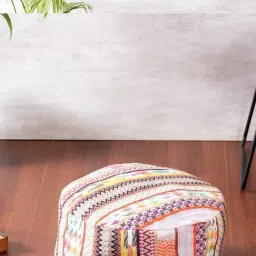 Nestroots Printed Multicolor Cotton Foot Stool Floor Cushions with Filler image 4