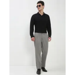 SHOWOFFFF Grey Regular Fit Self Design Trousers image 5