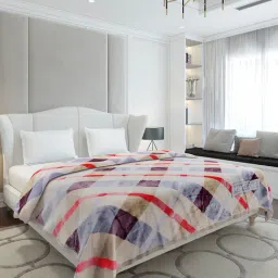 Monte Carlo Beige Polyester Printed Double Bed Winter Blanket Gala Glow 3 Ply image 4