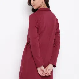 Belle Fille Maroon Regular Fit Long Coat image 2