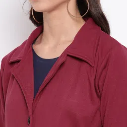 Belle Fille Maroon Regular Fit Long Coat image 5