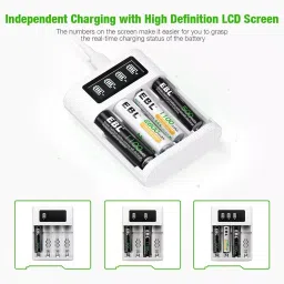 EBL AA and AAA Battery Charger 9x6.8x2.5 cm LCD Display 4 Hours Full Battery Charge Capacity image 4