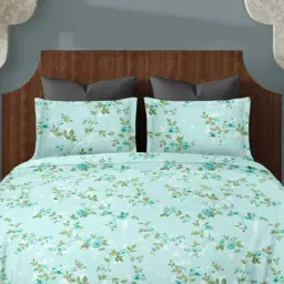 Ariana SORRENTO Aqua Cotton 144 TC Double Size Bedsheet With 2 Pillow Covers-image-2