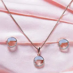 Touch925 Sterling Silver Radiant Circle Pendant Set for women-picture-12
