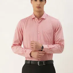 Peter England Pink Slim Fit Texture Shirt-picture-31