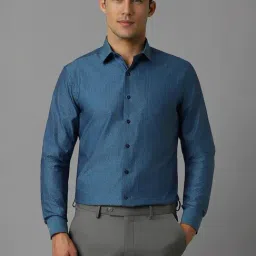 Louis Philippe Blue Cotton Slim Fit Printed Shirt-picture-40