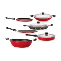 Nirlon Non-Stick Red Aluminium Pot & Pan Sets image 1
