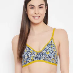 Clovia Blue & Yellow Non Wired Non Padded Full Coverage Bra image 1