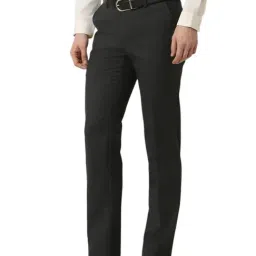 Peter England Grey Slim Fit Texture Trousers image 3