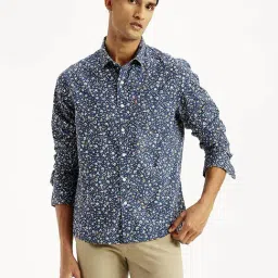 Levi's Navy Cotton Slim Fit Floral Print Shirt-picture-35