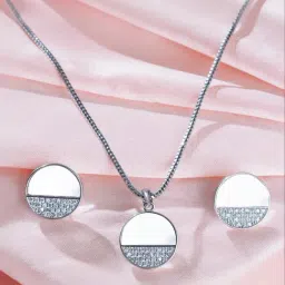 Touch925 Sterling Silver Ivory Circle Pendant Set for women-picture-29