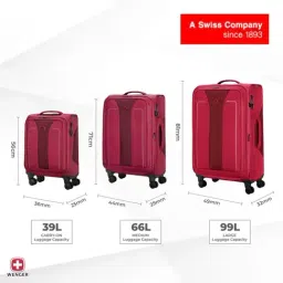 Wenger Burgundy Fantic Pro Large Soft Sided Checked Luggage - Set of 3 image 3
