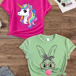 KEESOR Girls Pack Of 2 Cotton Tshirts-picture-58