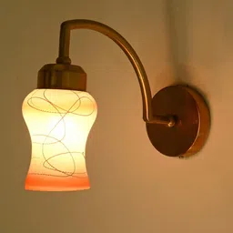 SOMIL Orange & White Printed Glass Cylinder Shaped Wall Lamp-image-60