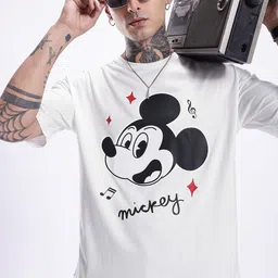 Kook N Keech Oversized Fit Disney Mickey Mouse Graphic Printed Pure Cotton T-shirt-image-73