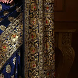Anouk Rustic Floral Woven Design Zari Silk Cotton Banarasi Saree image 3