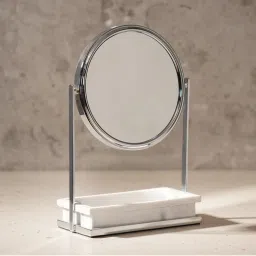 Pure Home + Living Gold Double Sided Metal Vanity Mirror with Polyresin Base-image-74