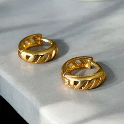 SHREE KRISHNA SHOPPING Women Gold Plated Hoop Earrings-picture-4