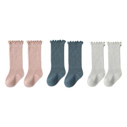 SYGA Set of 3 Cotton Solid Socks - Pink & Grey & Blue-picture-49