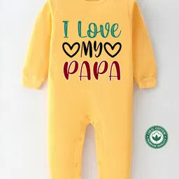 BLUSHES 100% Cotton Fathers Day Theme Half Sleeves I Love My Papa Text Printed Romper - Yellow-picture-24