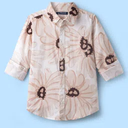 Pine Kids Cotton Woven Full Sleeves Shirt with Floral Print - Tan-picture-29