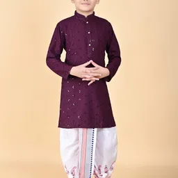 AHLAN APPARELS Boys Purple Viscose Rayon Kurta Sets-picture-10