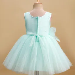 Bluebell Net Woven Sleeveless Dresses with Sequin Embroidery & Floral Applique - Sea Green image 3