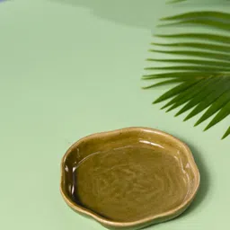 WEAVING HOMES Army Green Handmade Dessert Plate with Beautiful Green Color Dinnerware Piece image 3