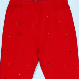 Kiddopanti Cotton Spandex Knit Rhinestones Embellished Leggings - Red image 4