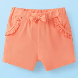 Babyhug Single Jersey Knit Half Cold Shoulder Sleeves Top & Shorts with Birds Applique - White & Peach image 4