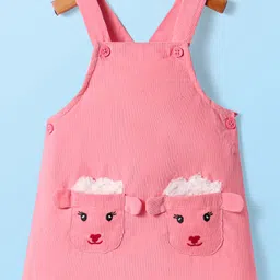 Babyhug Cotton Woven Full Sleeves Antibacterial T-Shirt with Frock & Sheep Applique - White & Pink image 5