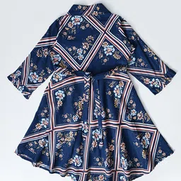 Bella Moda Girls Shirt Collar Cotton Fit and Flare Dress image 2